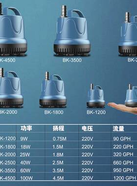 100W/52500L0/H直销鱼缸龟池水泵BK5-2LIQ00水泵电商10GPH