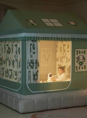 坐床新遮光拉链床帘床一体式家用全封幔三闭防款尘开门SDF65521蒙