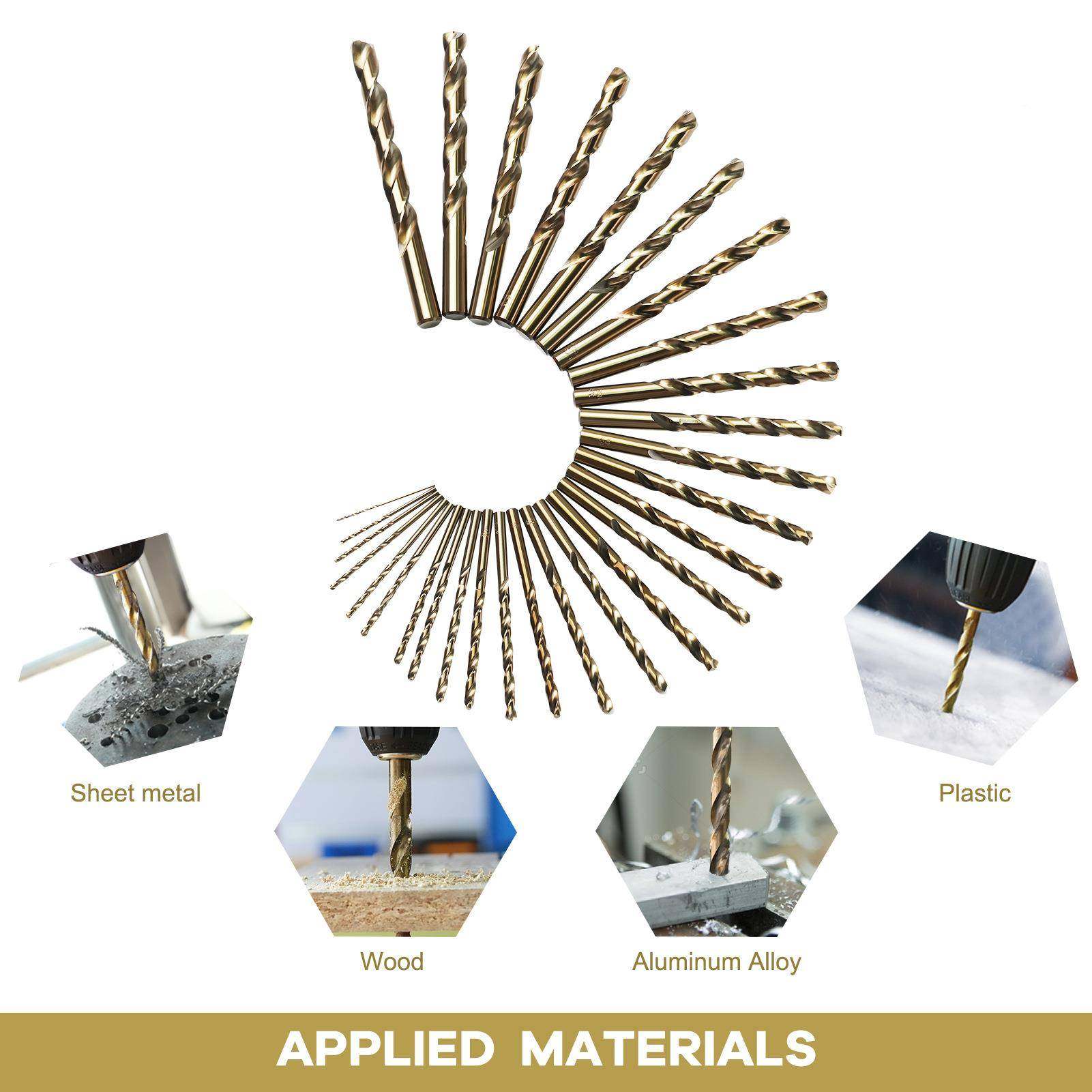 115pcs磨烤EAJ手钻黄钻35/135°双后全角工业M级麻花钻铁盒头装,电子元器件市场,其它元器件,淘宝优惠券,粉丝福利购,淘宝优惠卷