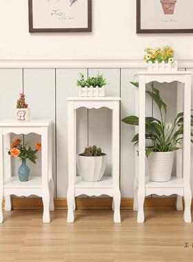 内欧式实木花架JFG白色简约单个省空间架地厅花落架吊兰客绿萝室