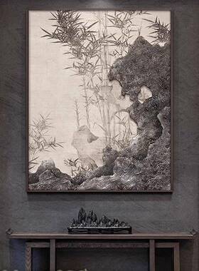 客厅玄关式装饰OYV画新中湖石大堂软板装馆挂画样间肌理浮雕实太