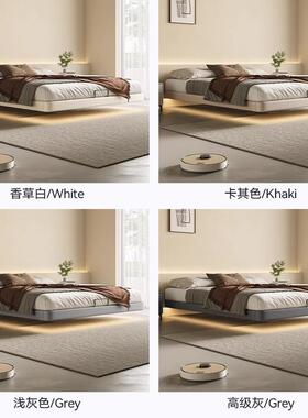 无床头卧悬浮床意式爆款极简皮床现简约ZGB主室奢轻无靠背代齐边