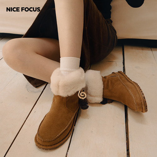 NiceFocus游牧雪地靴女真皮翻毛