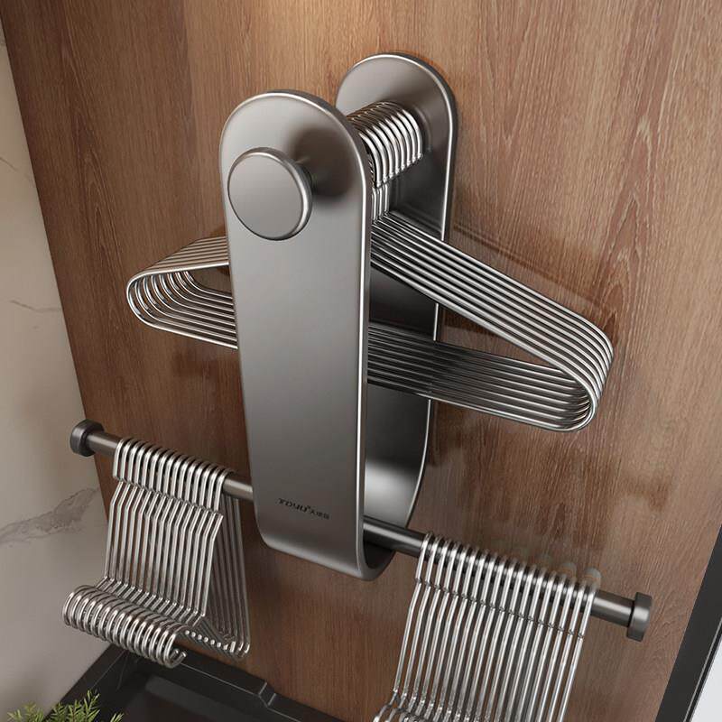 衣架收纳神器阳台衣架勾壁挂整理铝合金晾衣服架免打孔家用置物架