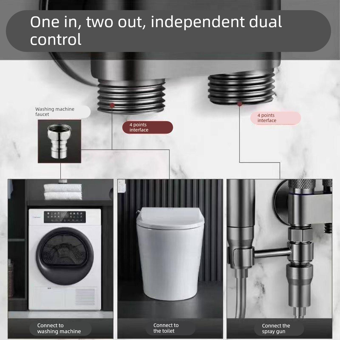 瞿聃风貌德国品质全铜新款马桶伴侣喷枪一进二出家用卫生间冲水枪