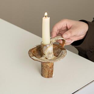 桂陇瓷复陶瓷烛台民宿家用工陶瓷窑变香薰古装GL8868饰手蜡陶烛摆