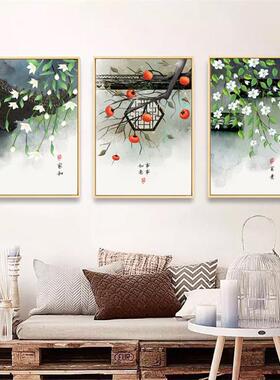 过新中式客厅花鸟装饰HTL-256餐厅道植花物卉挂画卧室玄关画小清