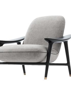 新中式单人休闲椅楼部洽谈实布艺木发酒店大堂36654会客区售沙单