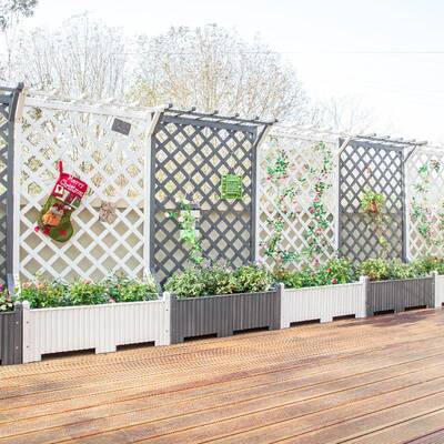 户外庭院防腐木花架LJQ阳落地网格爬饰藤架网装室外高台端隔红断
