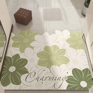 入户门地皮垫小清新润喜-H12花打卉可擦免洗革地垫家用好理进门垫