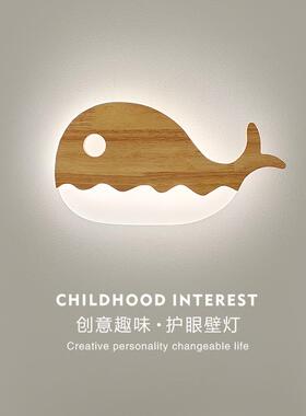 儿头童壁创灯意原房木月亮走廊灯58637过道灯款日式实木卧室床灯