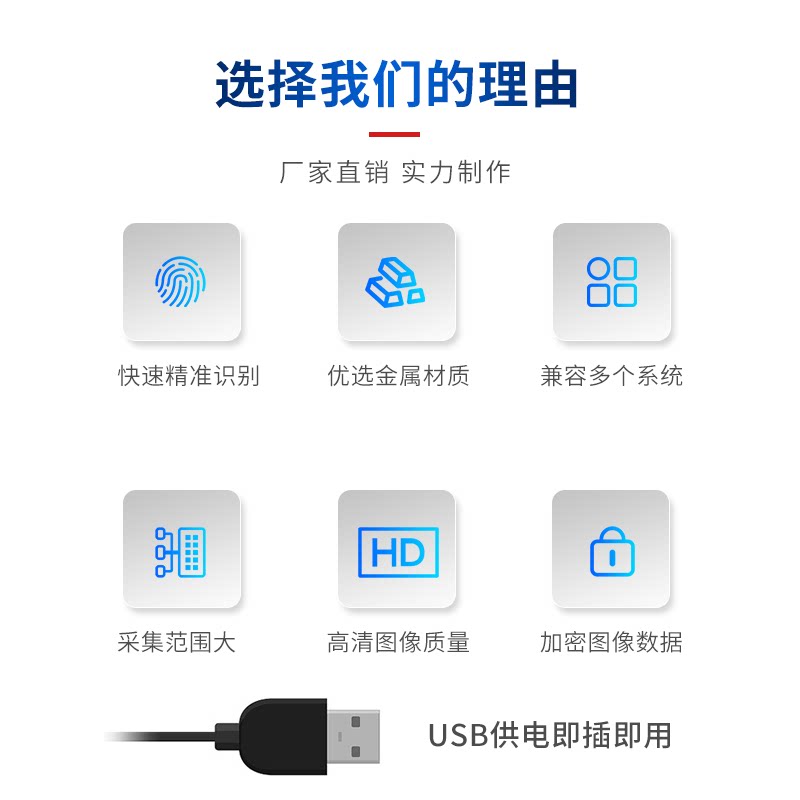 USB指纹采集器可集成开发指纹识别仪打卡机支持手机平板电容平面