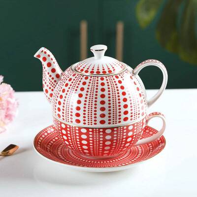 英茶式彩色变艺术圆点LTN子母壶陶瓷茶壶碟一人渐食下午杯咖啡花