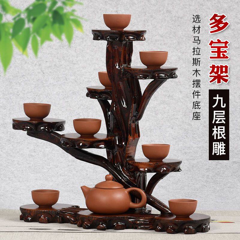 实木雕刻底座摆件木雕多宝阁盆栽多肉花盆工艺品茶具茶壶香炉托架