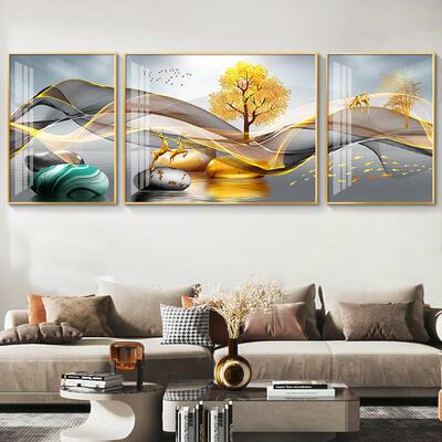 福禄装饰简约现壁代沙发画背景墙挂画画山水墙k0036画画极简家居