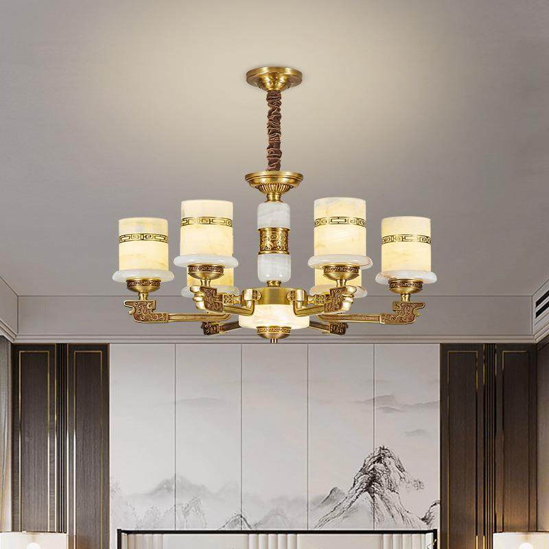 全铜云石欧高式复客厅540吊灯端创意新中古大式餐厅复式楼别墅吊,家装灯饰光源,智能吊灯,淘宝优惠券,粉丝福利购,淘宝优惠卷