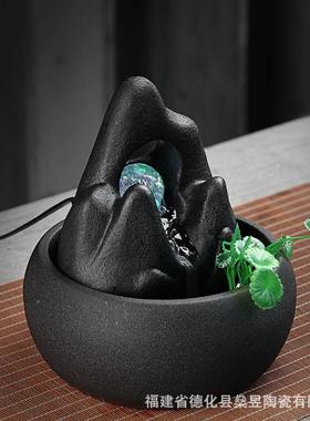 创意器客流水鱼缸高山流饮水家居54873加湿桌面厅猫咪水机水景鱼