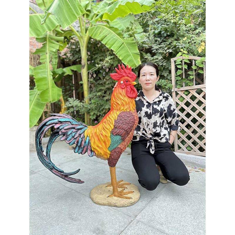 仿大鸡摆件庭院装饰公OOZ品鸡模型生肖鸡真户饭店门口招财工外艺