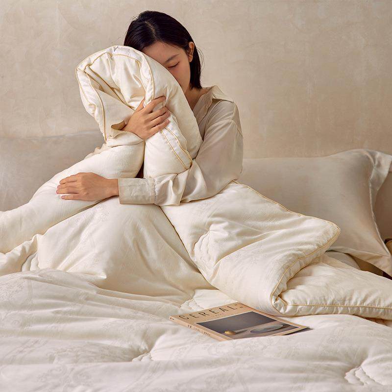 维也60S全棉大提花李官0-ytc098奇5%大5豆被子双人保被暖春秋加厚