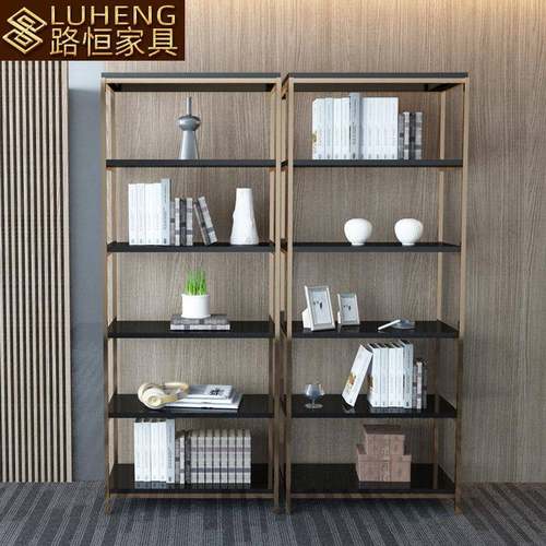 轻简约现代书架办博公文件多PTT层置钢物架古奢架多宝阁不锈烤漆