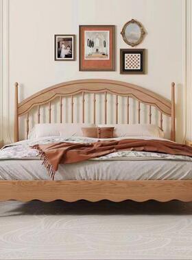 法式复古人白蜡木实木床现代简约1.8米米温莎主卧1.8床中古YVE风