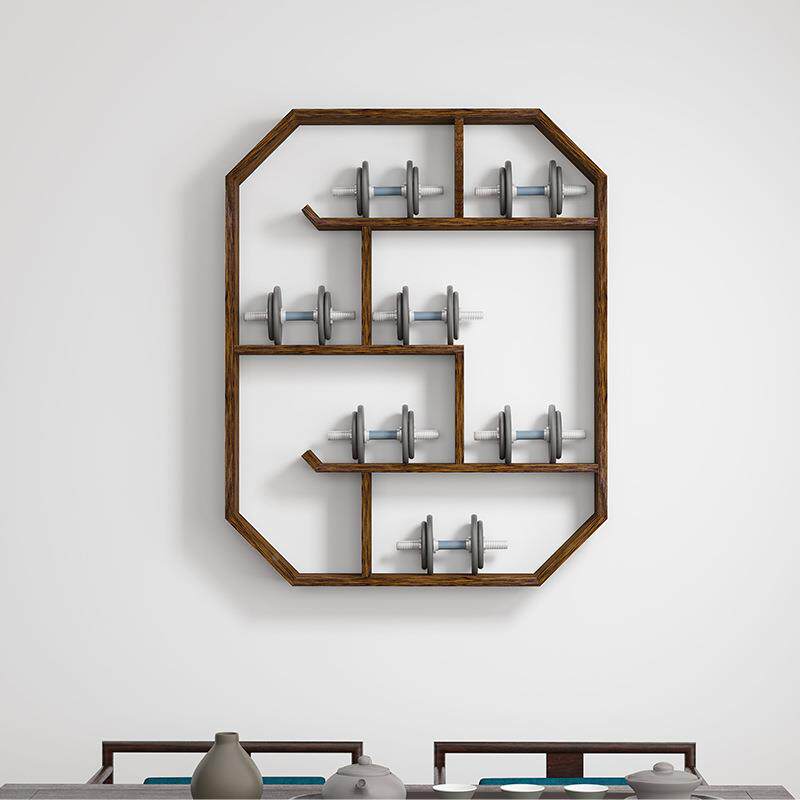 博古架实木中式壁挂式茶子物架简墙上约BG009L现代客厅置架多宝阁