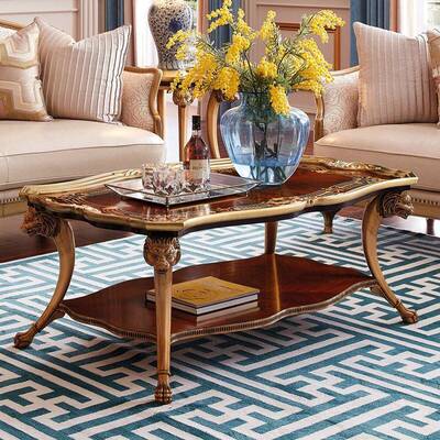 英亚历山大金箔沙发茶几边几树式杈木皮漆拼花FGJ-8956兽茶几头雕