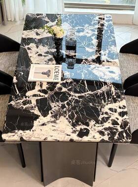 大理石餐桌天奢高端TJZ现代简约然微晶石晶石奢轻石超饭桌