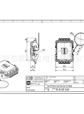 HA2RTIG浩亭0WNN930035420N哈丁HanB矩形连接器附件带固定绳保护