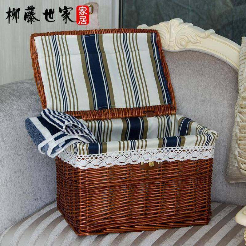 696收纳箱盖藤编整理抽屉衣服玩具储物锁盒带柳编衣物收纳有筐箱,收纳整理,收纳箱,淘宝优惠券,粉丝福利购,淘宝优惠卷