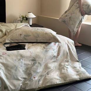 凉感丝滑 印四件套夏花季 09复古田园风花卉1床00S数兰精天丝码