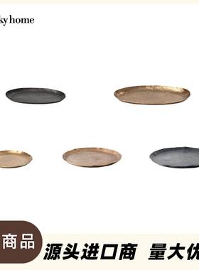 迪斯新凯式藤锤圆形托盘0634I+06金色椭黑色铝制家居装饰桌面金属