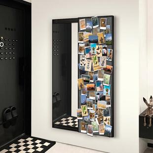 毡照片子墙镜入户门毛藏玄al202510关可关闭隐推拉暗藏式全身镜隐