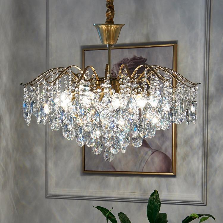 美后105餐式水晶吊灯客网厅主卧室红创意现代简约法式复古厅轻奢