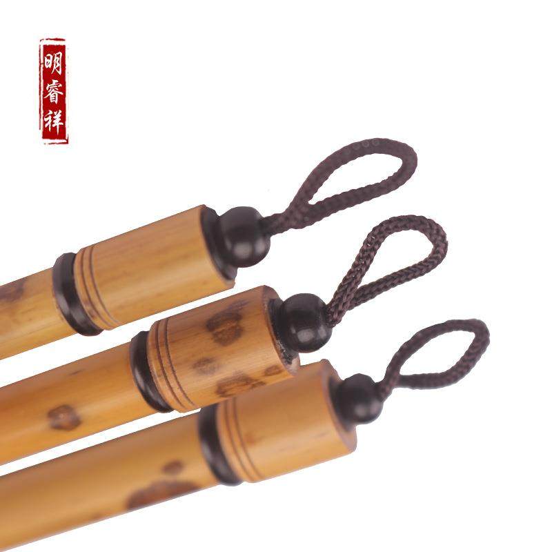 明睿祥纯狼毫毛套锦装上添花湘妃竹收大藏辽尾文房四宝中楷笔毛笔