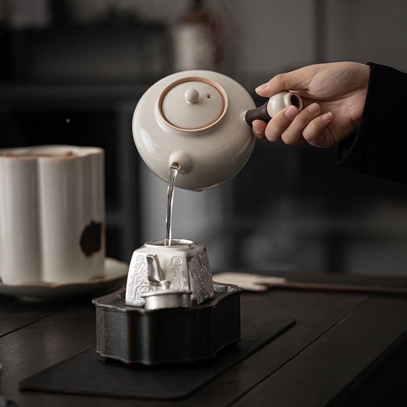 日式陶瓷tssc0009手罐罐茶壶炭炉茶壶小火炉复古绘煮茶炉围炉泡煮