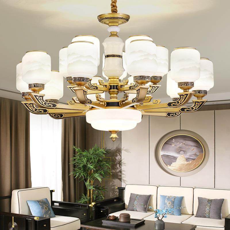 中新中式客厅吊灯大气现用餐代家厅卧室灯简约古典国风锌合6061金,家装灯饰光源,智能吊灯,淘宝优惠券,粉丝福利购,淘宝优惠卷