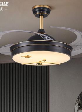 新款全铜新中式餐SC1117厅风扇灯吊用扇灯隐形灯室家现代带电风卧