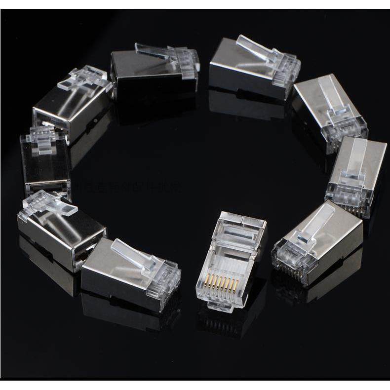 网络水类8P8C晶超6屏蔽水头晶头RJ4头5水晶六类千兆网线水晶头100