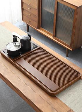 竹制茶盘木家用轻奢现代实托盘024新款简133957约长电方形排水盘