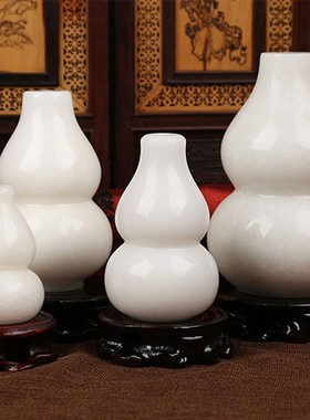 白玉石实心汉白玉葫芦客厅玄关书房办公室工艺装饰摆件家居饰品