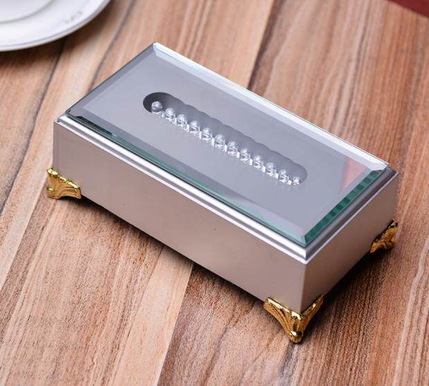 长方形发光底座七彩白灯两档灯光水晶貔貅玻璃玉器展示架摆件长条