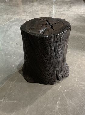 阴沉木乌木碳化木铁力木大实木墩子椅子凳子底座花架树桩圆凳坐凳
