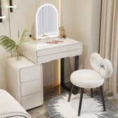 新款 实木梳妆台现代简约奶油风小户型化妆桌卧室床头斗柜一体妆台
