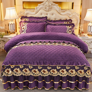 欧式 水晶绒被套单件200x230双人夹棉加厚珊瑚绒被罩220x240cm冬季