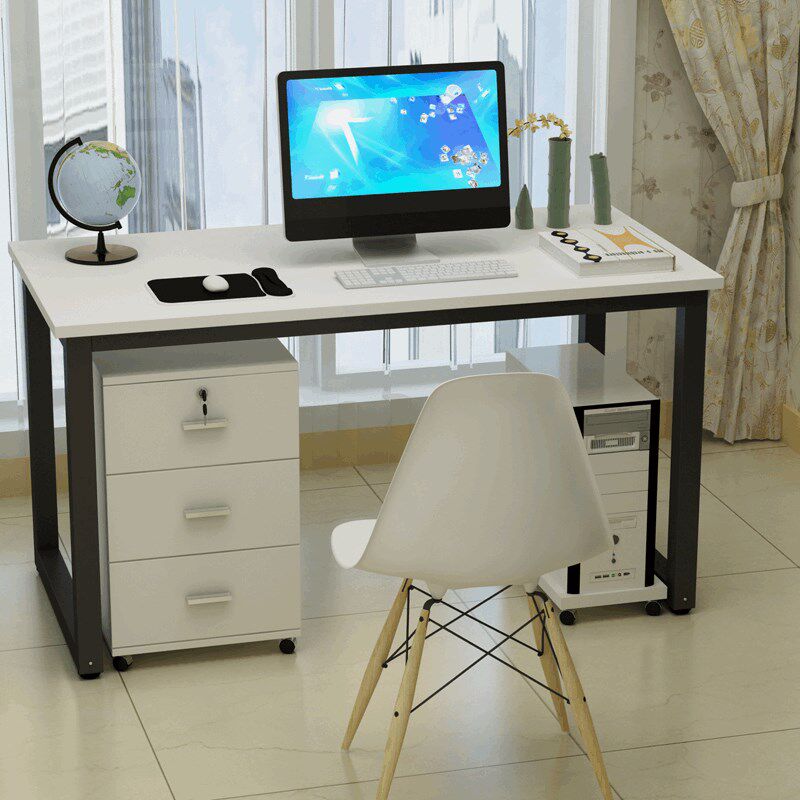 简约台式电脑办公桌现代学生儿童培训桌双人钢木书桌经济型写字台
