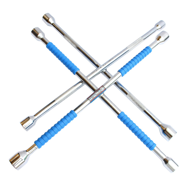 汽车轮胎十字扳手 加长折叠便携式十字架补换胎拆装螺丝通用工具