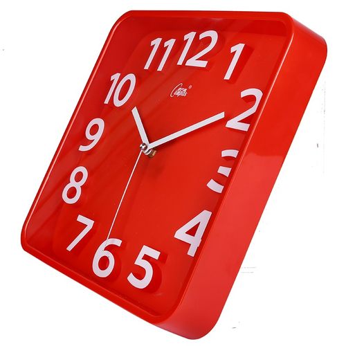 康巴丝12英寸正方形挂钟简约立体静音扫秒机芯客厅玻璃挂表艺术钟