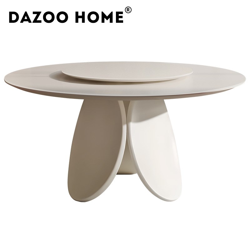 现代简约法式奶油风钢化玻璃面花瓣餐桌大平层别墅小户型家用饭桌