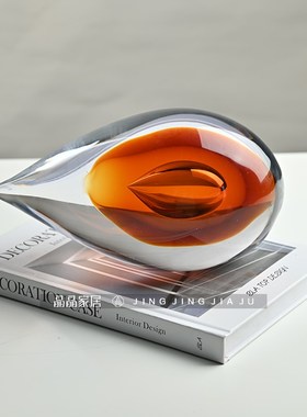 简约高端弹头水晶桌面玻璃摆件样板间客厅茶几电视柜空间软装饰品